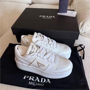 Prada White Leather Sneakers